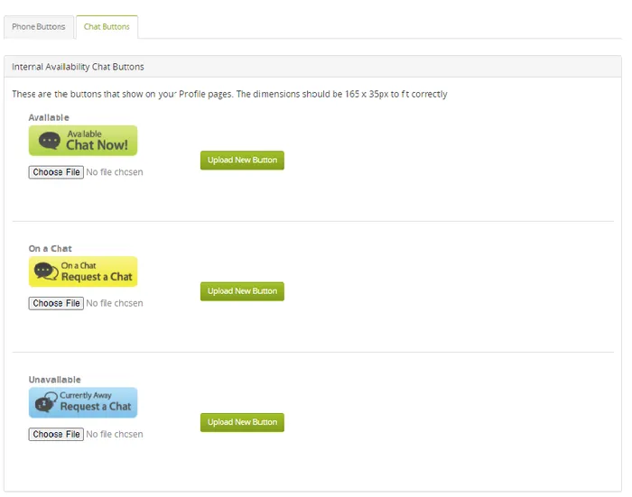Chat buttons showing advisor availability