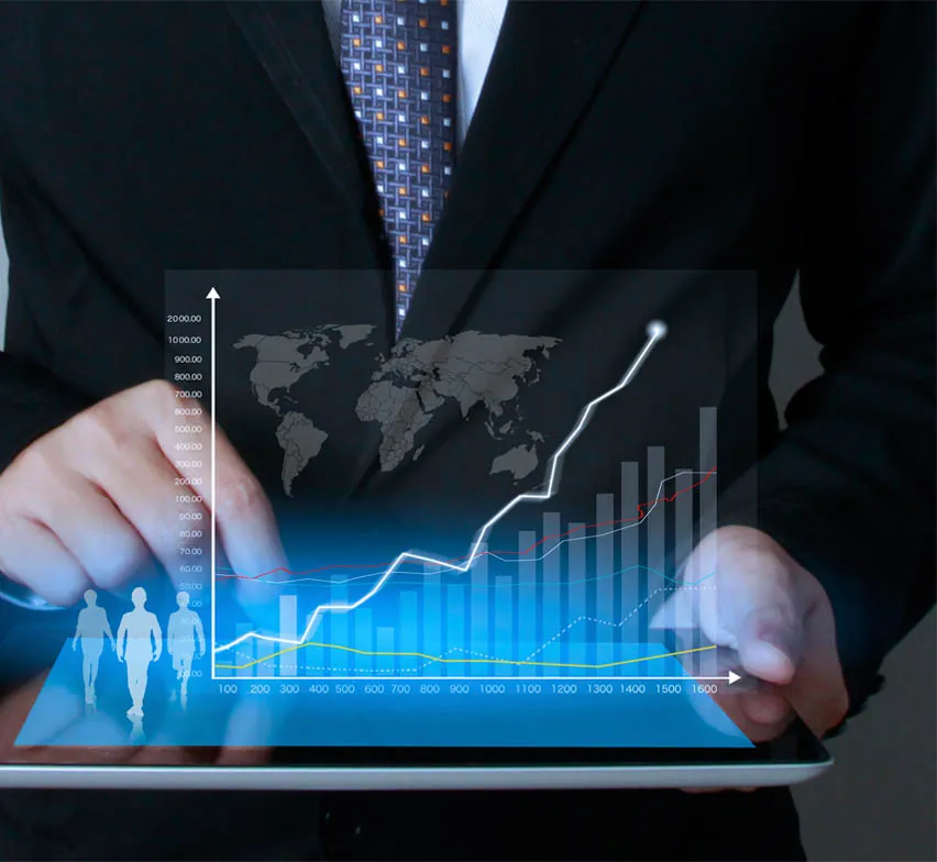 Earnings chart rising on a tablet