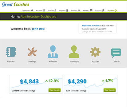 Administrator dashboard paidconnections